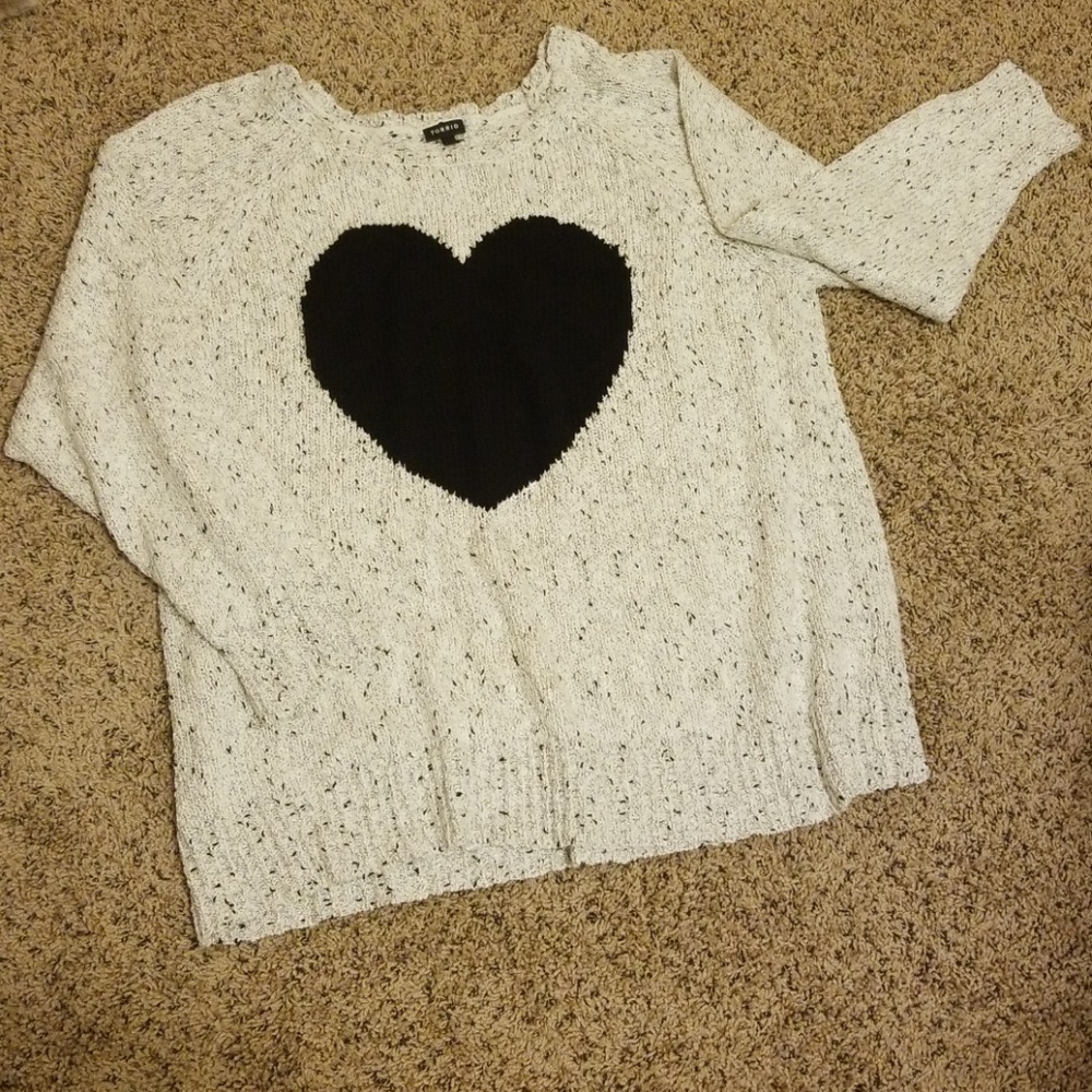 Grey Heart Knit Sweater